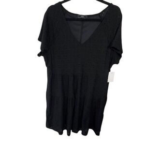 Vibe Tiered Super soft stretchy Comfy black lace dress plus Size 2x